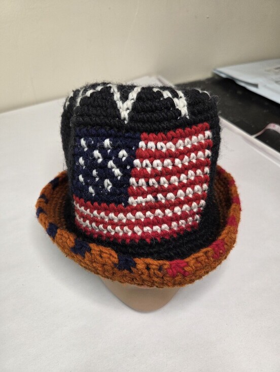 SisanDina Ecuador 100% Wool Handmade Crochet Bucket Hat American Flag Patriotic main image 4